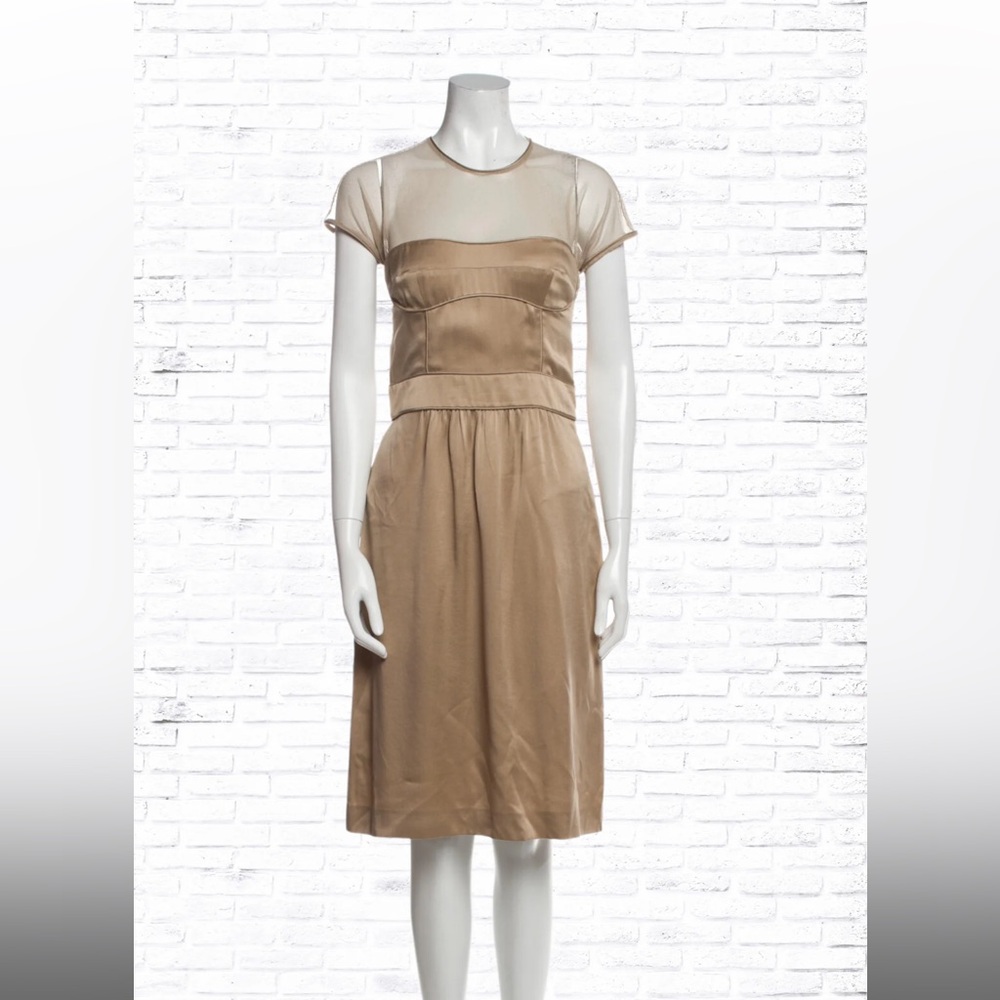 Burberry Prorsum Vintage Silk Gold Knee-Length Dress